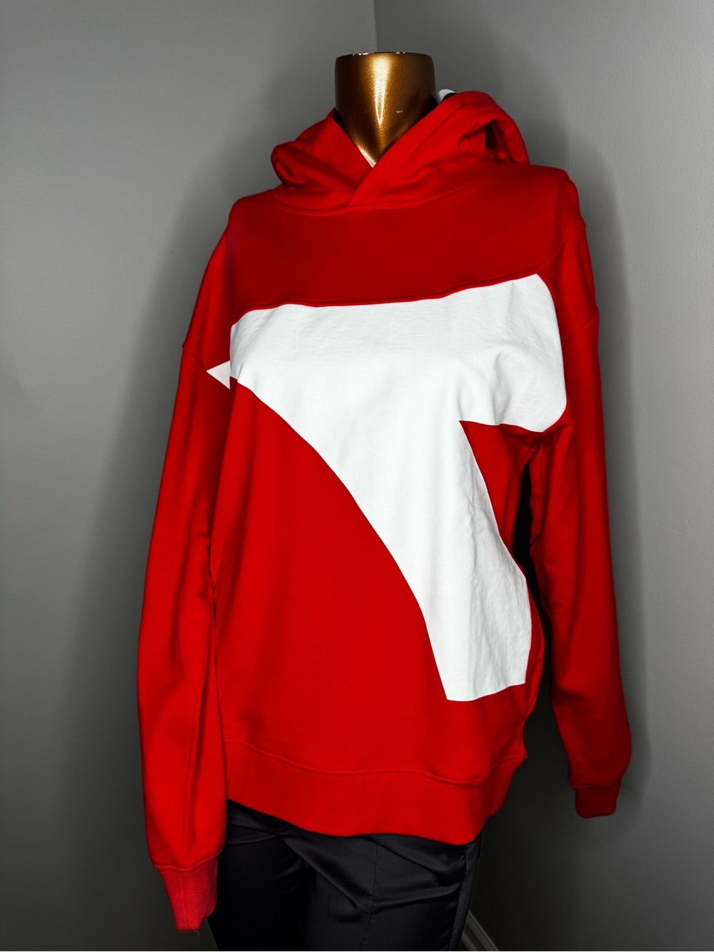 Diadora Red Hoodie with Bold White Panel